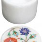 2"x2" Marble Ring Storage Box Carnelian Floral Multi Stone Design Christmas Gift