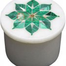 2"x2" Marble Ring Target Box Malachite Floral Inlay Collectible Christmas Gifts