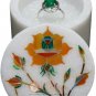 2"x2" Marble White Ring Lidded Box Carnelian Pietradura Floral Christmas Gift