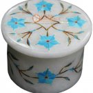2"x2" Marble Ring Organizer Box Turquoise Inlay Pietradura Floral Columbus Gifts