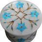 2"x2" Marble Ring Organizer Box Turquoise Inlay Pietradura Floral Columbus Gifts
