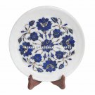 Marble Serving Tray Plate Kishti Lapis Stone Mosaic Inlay Collectible Gift H1339