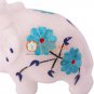 2.5" White Marble Wild Elephant Turquoise Inlay Floral Design New Year Eve Gift