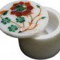 2"x2" White Round Ring Storage Box Cranelian Pietradura Floral Veterans Gift Art
