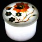 2"x2" White Round Ring Storage Box Cranelian Pietradura Floral Veterans Gift Art