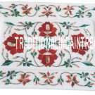 9"x6" White Marble Serving Tray Plate Carnelian Marquetry Art Pietradura Decor