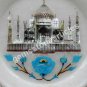 5"x5" White Dish Collectible Plate Turquoise Inlay Taj Mahal Art Columbus Gift