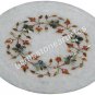 7"x7" White Collectible Serving Plate Pauashell Inlay Gemstone Art Columbus Gift