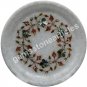 7"x7" White Collectible Serving Plate Pauashell Inlay Gemstone Art Columbus Gift