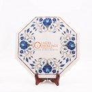 12"x12" Marble White Top Custom Table Lapis Inlaid Floral Fine Art Corridor Deco