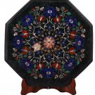12"x12" Marble Black Custom Table Top Inlaid Stone Floral Semi Precious Art Deco 12"x12" Marble Black Custom Table Top Inlaid Stone Floral Semi Precious Art Deco