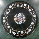 16"x16" Marble Black Round Modern Table Top Pietradura Floral Stone Art Decor 16"x16" Marble Black Round Modern Table Top Pietradura Floral Stone Art Decor