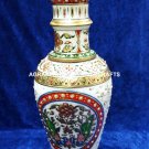 12" White Marble Flower Vase Meenakari Stone Creative Floral Occasion Gift H4170