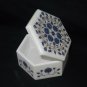 Marble Hexagon Jewelry Box Lapis Lazuli Floral Inlay Art Home Decorative Gifts