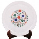 9" White Marble Serving Dish Plate Handicraft Inlay Design Kitchen Gift Decor 9" White Marble Serving Dish Plate Handicraft Inlay Design Kitchen Gift Decor