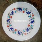 9" White Marble Serving Dish Plate Multi Inlay Floral Art Christmas Gift Decor 9" White Marble Serving Dish Plate Multi Inlay Floral Art Christmas Gift Decor
