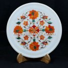 8" Marble Dish Adornment Plate Hakik Floral Inlay Arts Living Room Decor H5413