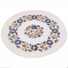 10" Marble Plate Marquetry Lapis Lazuli Inlay Handicraft Home Decor Best Gifts