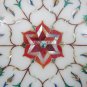 10" White Marble Round Plate Carnelian Malachite Inlay Floral Art Kitchen Decor