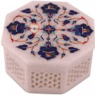 2"x2" Marble Jewelry Custom Box Lapis Inlaid Pietradura Flower Christmas Gift