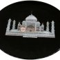 8" Marble Black Round Dish Plate Inlay Taj Mahal Decorative Art Columbus Gift