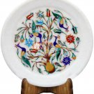 8" Marvelous Dining Plate Semi Precious Inlay Stone Peacock Art Christmas Gifts