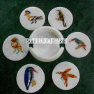 White Marble Tea Coaster Set Mosaic Fine Art Inlay Collectible Arts Gifts Decor