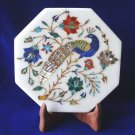7" Marble Tiles Peacock Art Lapis Lazuli Paua Shell Pietra Dura Home Decor Gifts