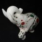 Marble Trunk Up Elephant Figurine Inlay Floral Marquetry Statue Good Luck Gift