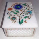 4"x3"x2" White Grill Marble Jewelry Storage Box Multi Precious Floral Arts E1106 4"x3"x2" White Grill Marble Jewelry Storage Box Multi Precious Floral Arts E1106