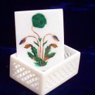 4"x3"x2" Marble Jewelry Box Trinket Filigree Malachite Inlay Floral Decor Gift