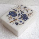 4"x3"x2" Marble Jewelry Box Lapis Lazuli Inlay Floral Arts Wedding Gift for Her