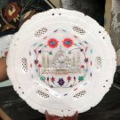 1'x1' White Marble Plate Taj Mahal Marquetry Floral Inlay Kitchen Decor E156