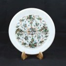 8" Marble Serving Plate Collectible Inlay Pauashell Stone Home Gift Decor H5428