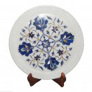 9"x9" Marble Plate Lapis Lazuli Pauashell Inlay Semi Precious Kitchen Decor Gift 9"x9" Marble Plate Lapis Lazuli Pauashell Inlay Semi Precious Kitchen Decor Gift