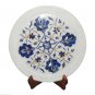 9"x9" Marble Plate Lapis Lazuli Pauashell Inlay Semi Precious Kitchen Decor Gift