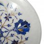 9"x9" Marble Plate Lapis Lazuli Pauashell Inlay Semi Precious Kitchen Decor Gift