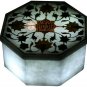 2"x2" White Handmade Jewelry Box Carnelian Inlaid Marquetry Art Halloween Gift