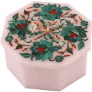 3"x3"x2" Marble Jewelry Box Malachite Floras Semi Precious Art Veterans Gift