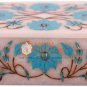 4"x3"x2" White Jewelry Storage Box Turquoise Inlay Floras Design Veterans Gift
