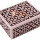 4"x3"x2" White Modern Inlaid Jewelry Lidded Box Handmade Art Halloween Gift Deco