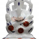 6" Marble Decorative God Ganesha Figurine Carnelian Floral Design Columbus Gift