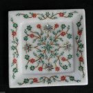 6" Marble Exclusive Tray Turquoise Marquetry Inlay Kitchen Table Decor Gifts Art