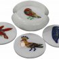 Bird Inlay Design White Marble Round Coaster Set Drinkware Decor Gift E1991