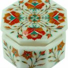 3"x3"x2" Marble Jewelry Custom Box Carnelian Marquetry Floral Art Halloween Gift