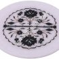 8" Marble White Dinner Plate inlay Black Z Italian Floral Work Thanksgiving Gift