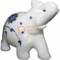 2.5" White Elephant Lapis Inlaid Marquetry Floral Design Bedroom Show Pieces Art