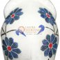 2.5" White Elephant Lapis Inlaid Marquetry Floral Design Bedroom Show Pieces Art