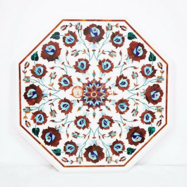 White Marble Coffee Custom Table Top Carnelian Semi Precious Art Bedroom Decor