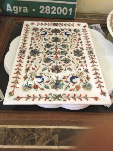 9"x12" Marble Serving Tray Precious Pauashell Inlay Peacock Art Gift Decor H4372